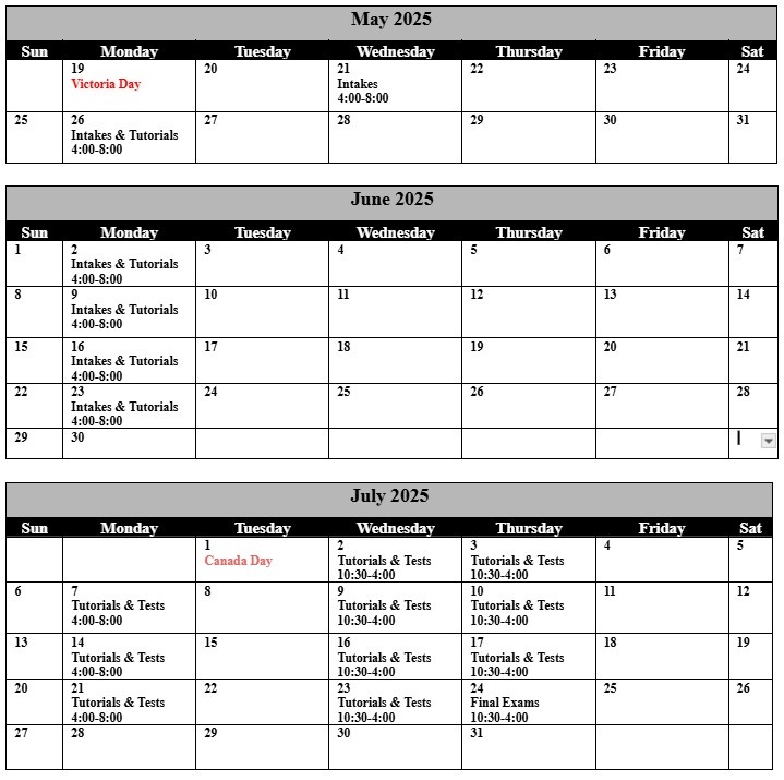 Module Based Calendar 2025